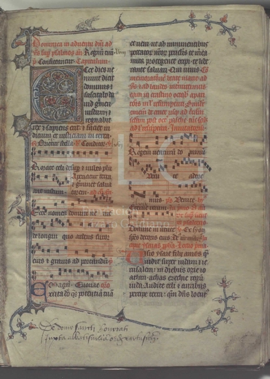 [Breviarium]] : Proprium de tempore. Missale, [S. XIV]. Fol. 1r