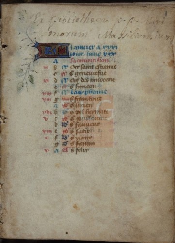 Hore B.M. secundum usum romanum [Manuscrito], [S. XV, post 1480] Fol. 1r