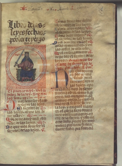 Libro de las leyes fechas por los reyes godos, [S. XIV]. Fol. 1r